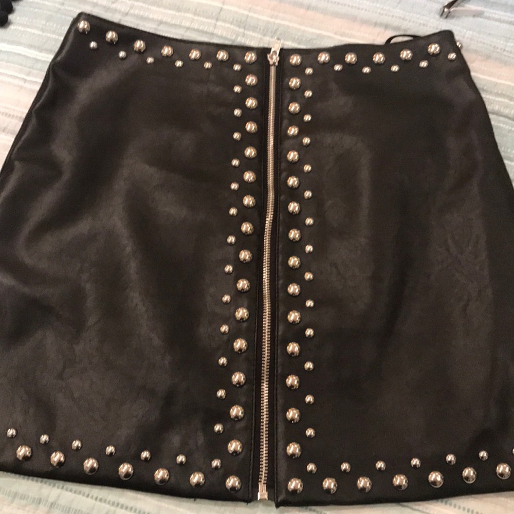Faux Leather studded mini skirt